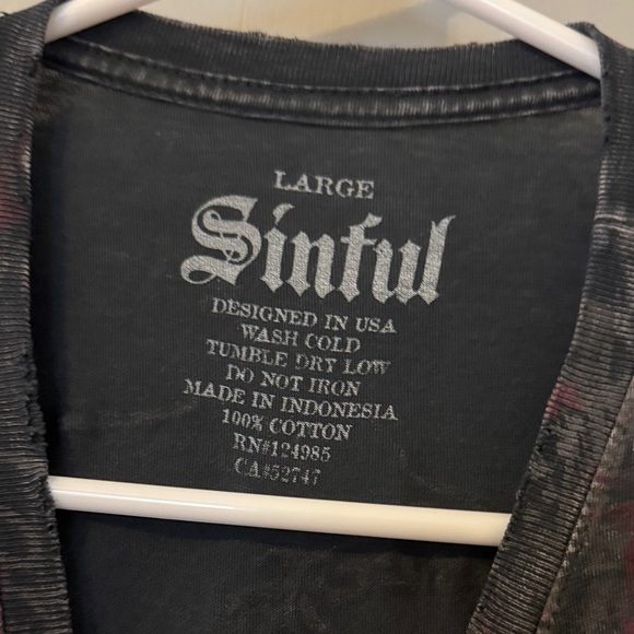 Sinful Black and Gray Golden Dragon T-Shirt - Picture 2 of 3